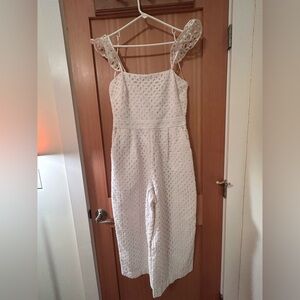 J.Crew White Eyelet Midi Jumpsuit- Size 4
